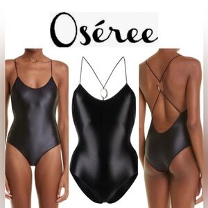 Oséree open-back halterneck swimsuit, Size Large, $375